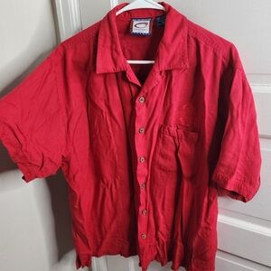 Ohio State Men's Button Up Short Sleeve Red XL